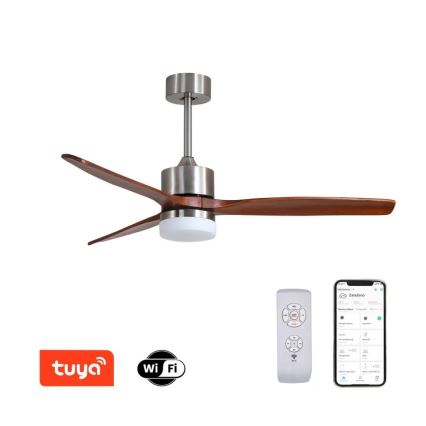 Immax NEO 07165-S - LED Вентилатор за таван ELEGANTE LED/18W/230V дъб Wi-Fi Tuya + дистанционно управление