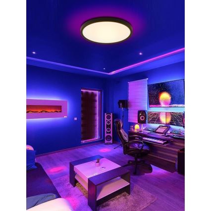 Immax NEO 07166-B40 - LED RGB+CCT Димируем плафон NEO LITE TUDO LED/50W/230V Wi-Fi Tuya черен + дистанционно управление