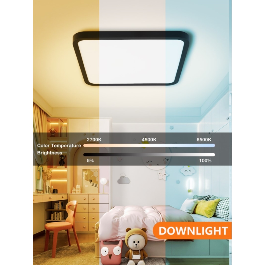 Immax NEO 07167-B40 - LED RGB+CCT Димируем плафон NEO LITE TUDO LED/50W/230V Wi-Fi Tuya черен + дистанционно управление