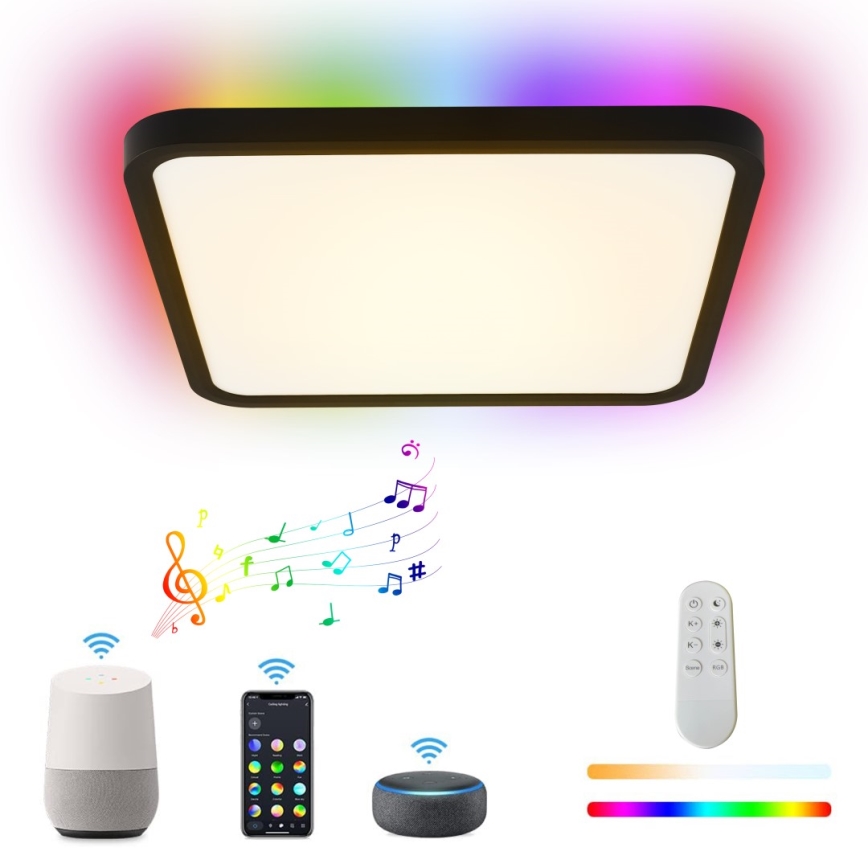 Immax NEO 07167-B40 - LED RGB+CCT Димируем плафон NEO LITE TUDO LED/50W/230V Wi-Fi Tuya черен + дистанционно управление