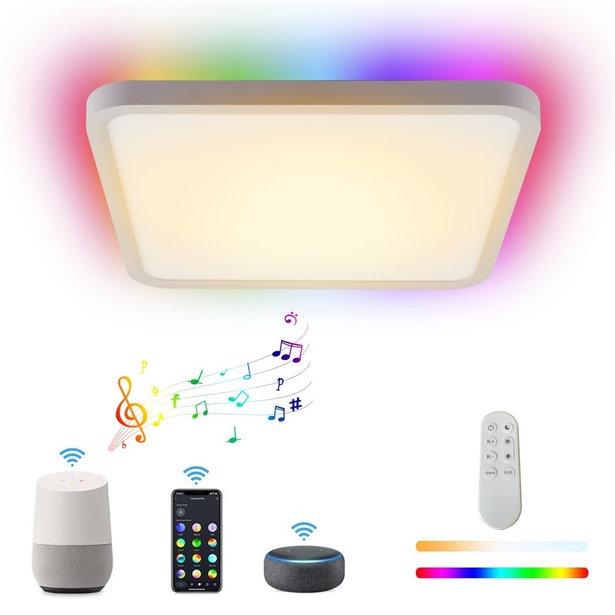 Immax NEO 07168-W40 - LED RGB+CCT Димируем плафон NEO LITE TUDO LED/50W/230V Wi-Fi Tuya бял + дистанционно управление