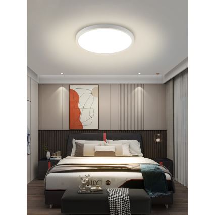 Immax NEO 07169-W60 - LED RGB+CCT Димируем плафон NEO LITE TUDO 65W/230V 2700-6500K Wi-Fi Tuya + дистанционно управление бял