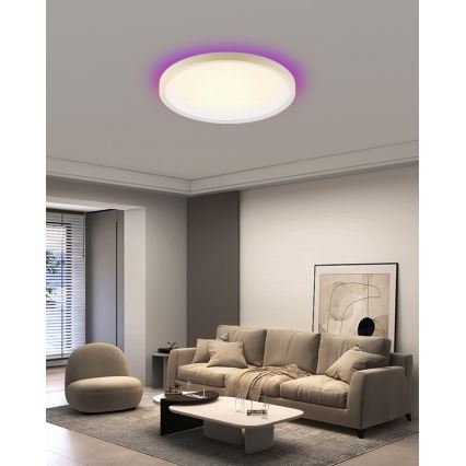 Immax NEO 07169-W60 - LED RGB+CCT Димируем плафон NEO LITE TUDO 65W/230V 2700-6500K Wi-Fi Tuya + дистанционно управление бял
