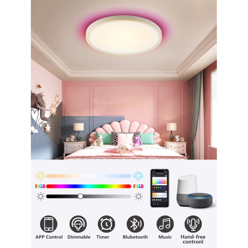 Immax NEO 07169-W60 - LED RGB+CCT Димируем плафон NEO LITE TUDO 65W/230V 2700-6500K Wi-Fi Tuya + дистанционно управление бял