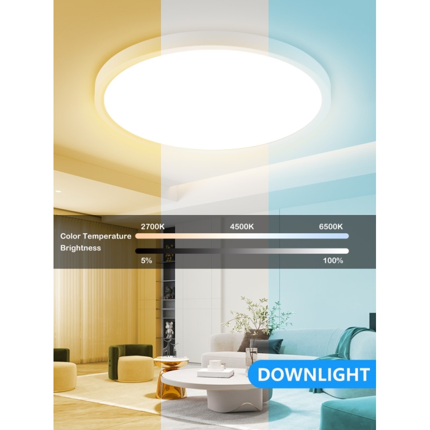 Immax NEO 07169-W60 - LED RGB+CCT Димируем плафон NEO LITE TUDO 65W/230V 2700-6500K Wi-Fi Tuya + дистанционно управление бял
