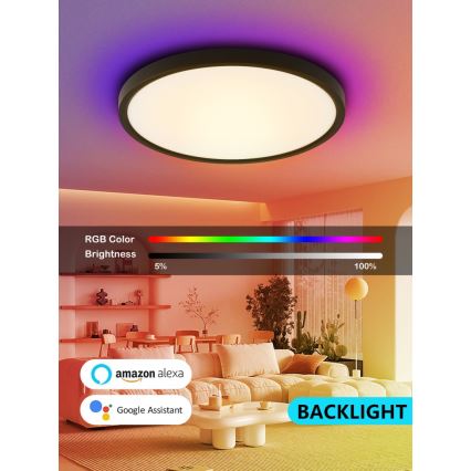 Immax NEO 07170-B60 - LED RGB+CCT Димируем плафон NEO LITE TUDO LED/65W/230V 2700-6500K Wi-Fi Tuya черен + дистанционно управление