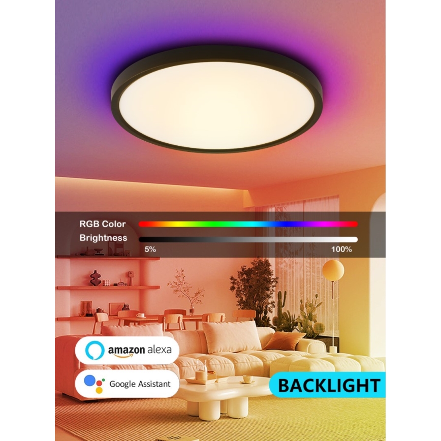 Immax NEO 07170-B60 - LED RGB+CCT Димируем плафон NEO LITE TUDO LED/65W/230V 2700-6500K Wi-Fi Tuya черен + дистанционно управление