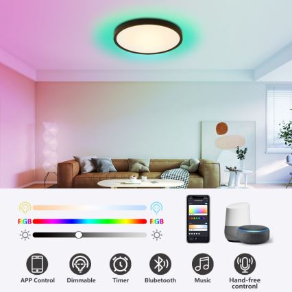 Immax NEO 07170-B60 - LED RGB+CCT Димируем плафон NEO LITE TUDO LED/65W/230V 2700-6500K Wi-Fi Tuya черен + дистанционно управление