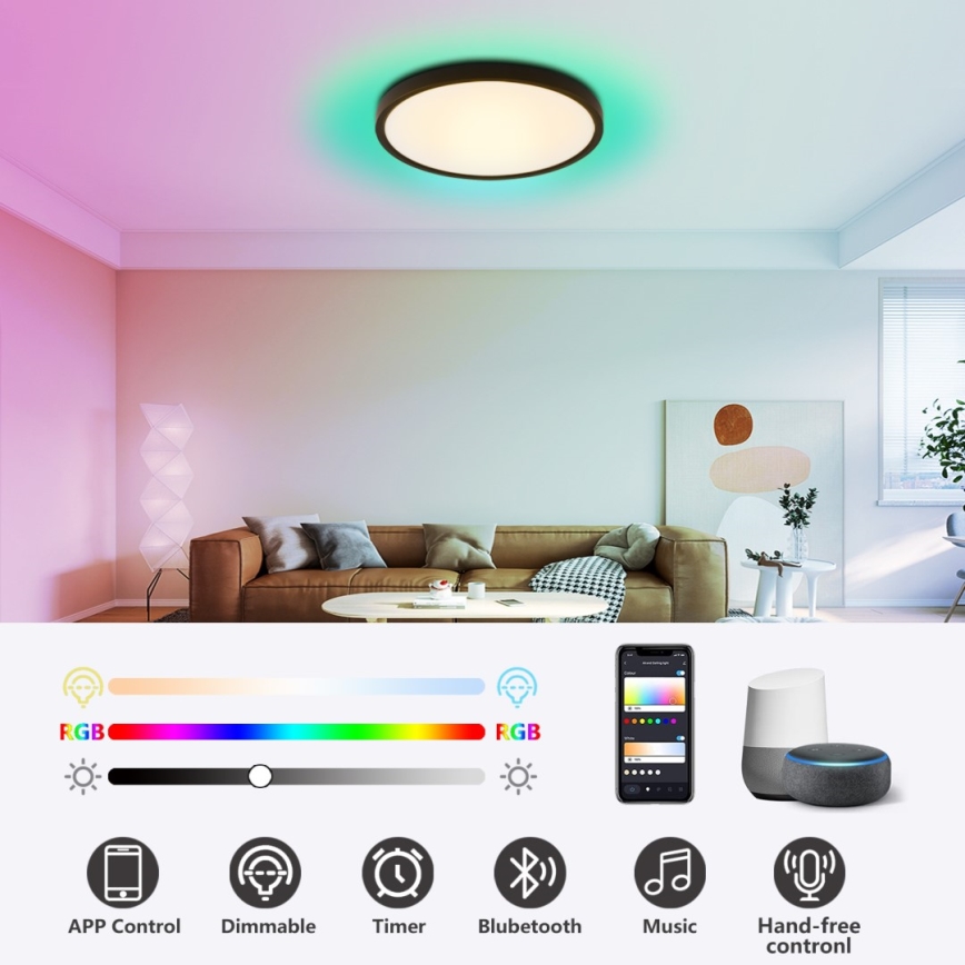 Immax NEO 07170-B60 - LED RGB+CCT Димируем плафон NEO LITE TUDO LED/65W/230V 2700-6500K Wi-Fi Tuya черен + дистанционно управление