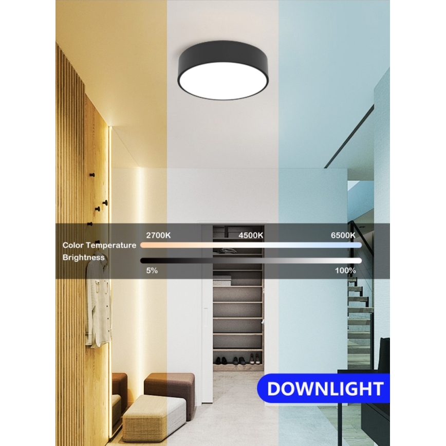 Immax NEO 07200L - LED Димируем плафон RONDATE LED/18W/230V 3000-6000K Ø 25 cm черен Tuya + дистанционно управление