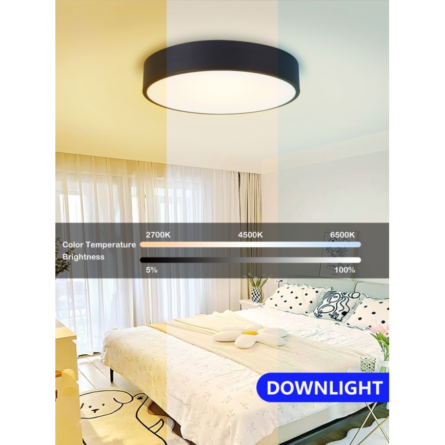 Immax NEO 07201L - LED Димируем плафон RONDATE LED/28W/230V черен Tuya + дистанционно управление