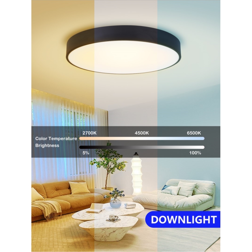 Immax NEO 07202L - LED Димируем плафон RONDATE LED/53W/230V черен Tuya + дистанционно управление