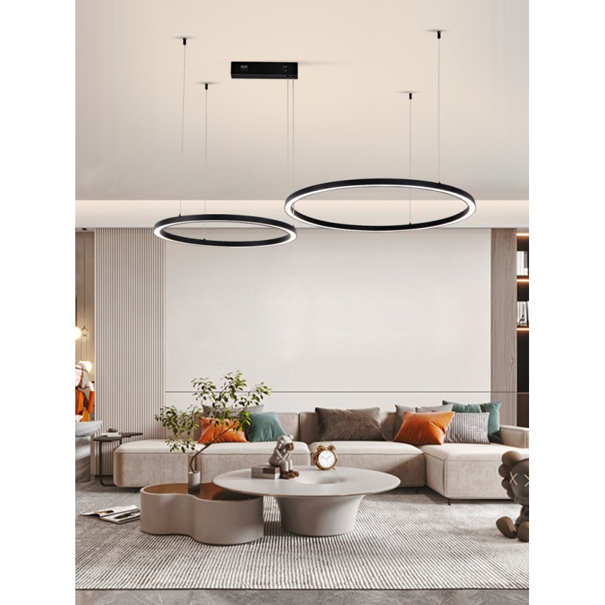 Immax NEO 07216L - LED Димируем пендел FINO LED/93W/230V 60/80 см черен Tuya + дистанционно управление