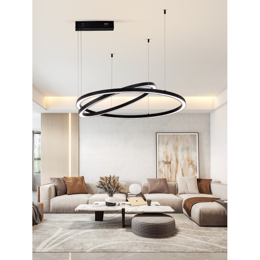 Immax NEO 07216L - LED Димируем пендел FINO LED/93W/230V 60/80 см черен Tuya + дистанционно управление