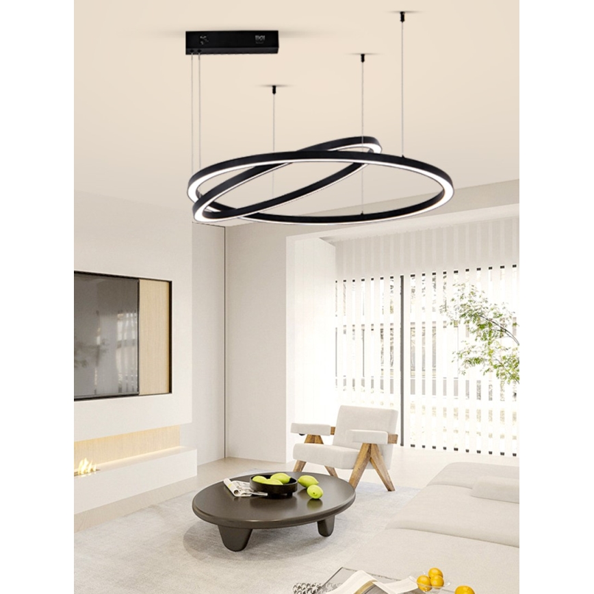 Immax NEO 07216L - LED Димируем пендел FINO LED/93W/230V 60/80 см черен Tuya + дистанционно управление