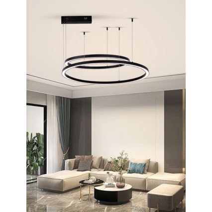 Immax NEO 07216L - LED Димируем пендел FINO LED/93W/230V 60/80 см черен Tuya + дистанционно управление