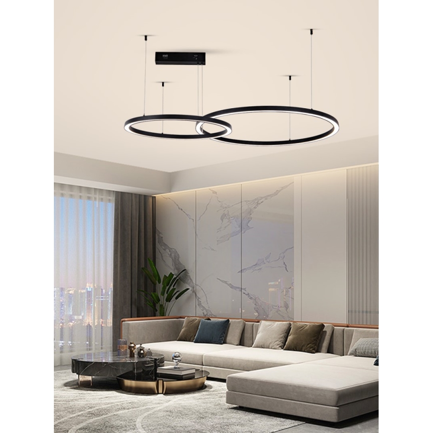 Immax NEO 07216L - LED Димируем пендел FINO LED/93W/230V 60/80 см черен Tuya + дистанционно управление