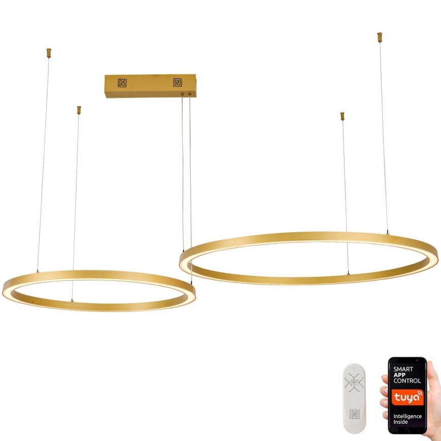 Immax NEO 07218L - LED Димируем пендел FINO LED/93W/230V 60/80 см златист Tuya + дистанционно управление