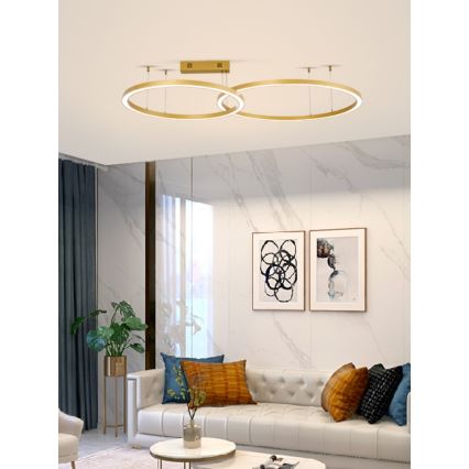 Immax NEO 07218L - LED Димируем пендел FINO LED/93W/230V 60/80 см златист Tuya + дистанционно управление