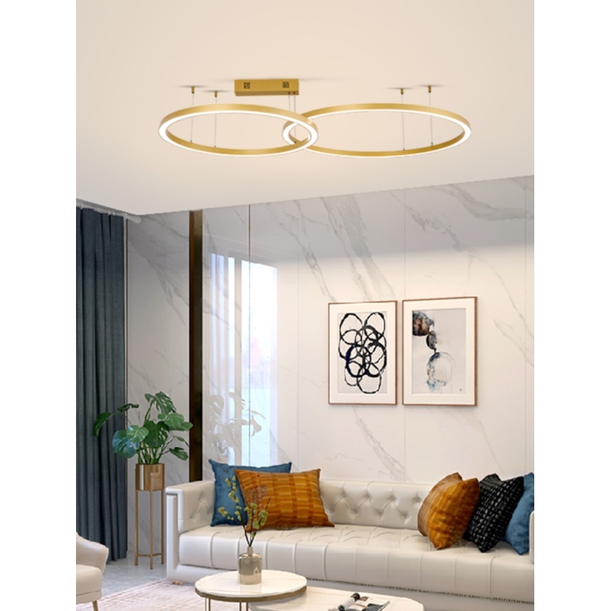 Immax NEO 07218L - LED Димируем пендел FINO LED/93W/230V 60/80 см златист Tuya + дистанционно управление