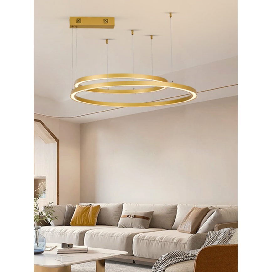 Immax NEO 07218L - LED Димируем пендел FINO LED/93W/230V 60/80 см златист Tuya + дистанционно управление