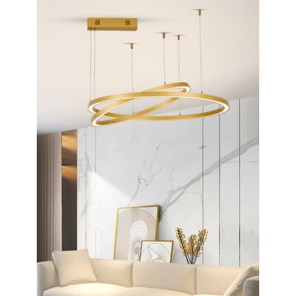 Immax NEO 07218L - LED Димируем пендел FINO LED/93W/230V 60/80 см златист Tuya + дистанционно управление