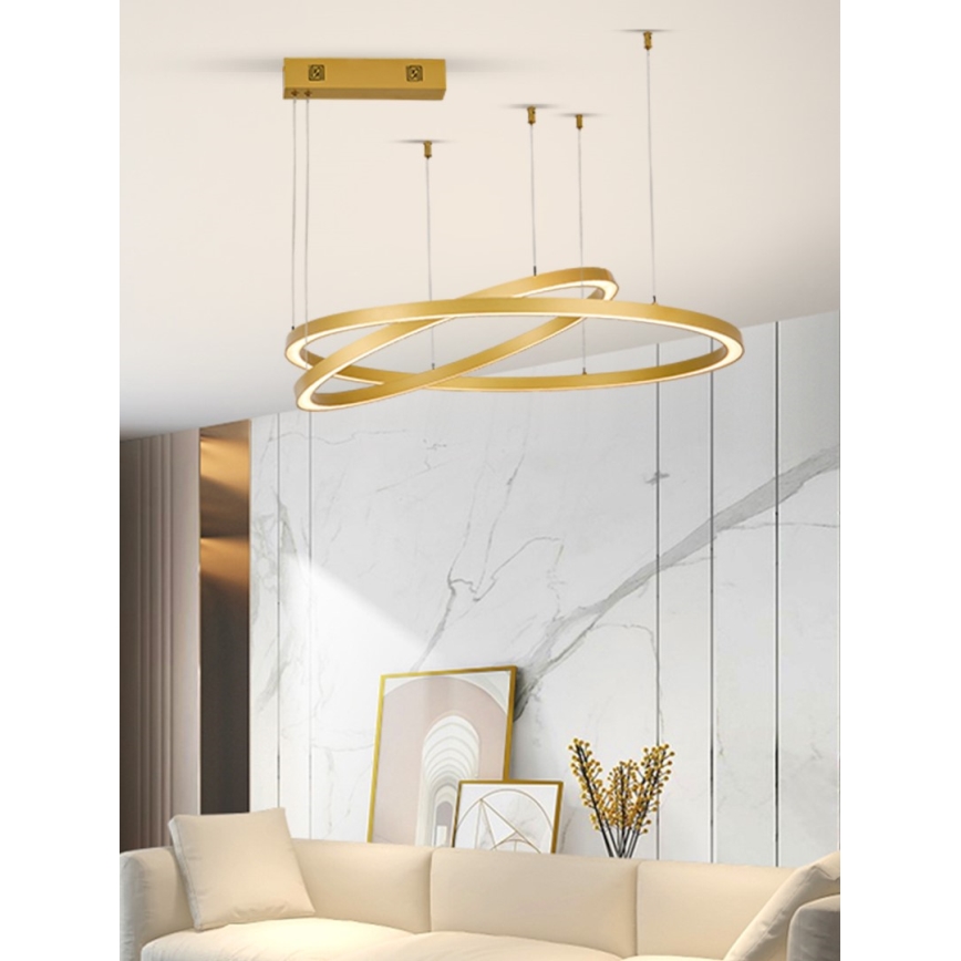 Immax NEO 07218L - LED Димируем пендел FINO LED/93W/230V 60/80 см златист Tuya + дистанционно управление