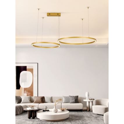 Immax NEO 07218L - LED Димируем пендел FINO LED/93W/230V 60/80 см златист Tuya + дистанционно управление
