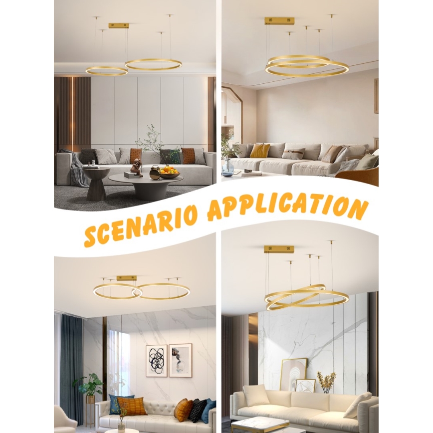 Immax NEO 07218L - LED Димируем пендел FINO LED/93W/230V 60/80 см златист Tuya + дистанционно управление