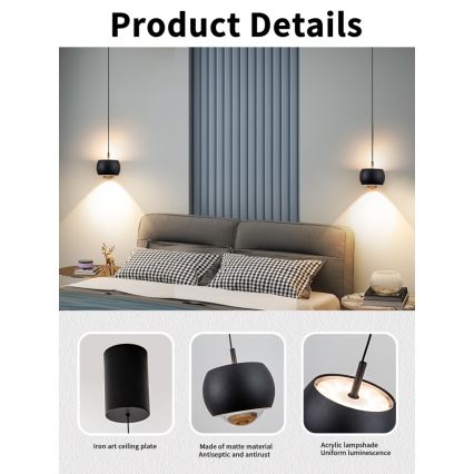 Immax NEO 07219L - LED регулируема лампа на кабел DORMINE LED/6W/230V матово черно Tuya + дистанционно управление