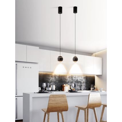 Immax NEO 07220L - LED Димируем пендел DORMINE LED/6W/230V лъскаво черен Tuya + дистанционно управление