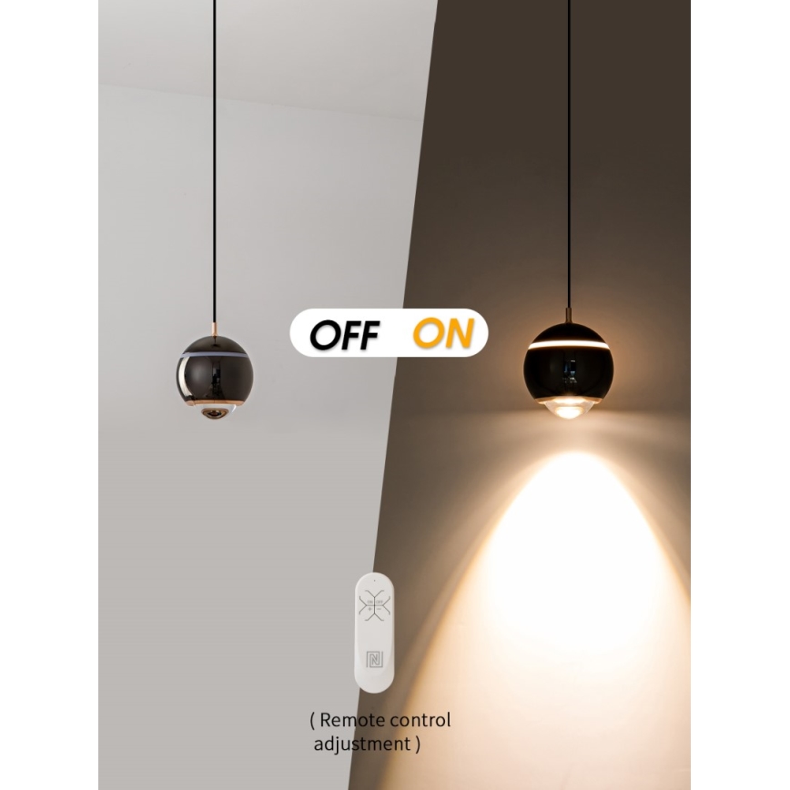 Immax NEO 07220L - LED Димируем пендел DORMINE LED/6W/230V лъскаво черен Tuya + дистанционно управление