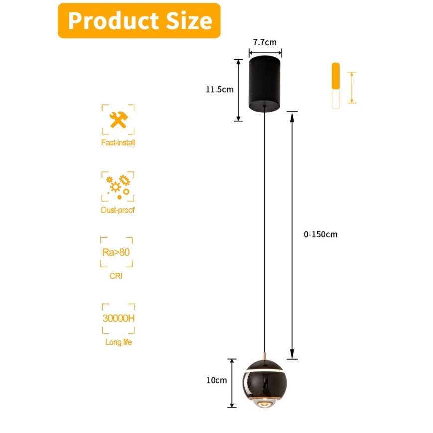 Immax NEO 07220L - LED Димируем пендел DORMINE LED/6W/230V лъскаво черен Tuya + дистанционно управление