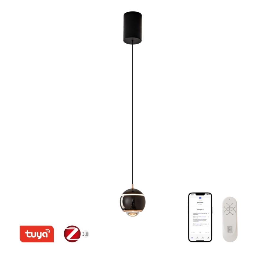 Immax NEO 07220L - LED Димируем пендел DORMINE LED/6W/230V лъскаво черен Tuya + дистанционно управление