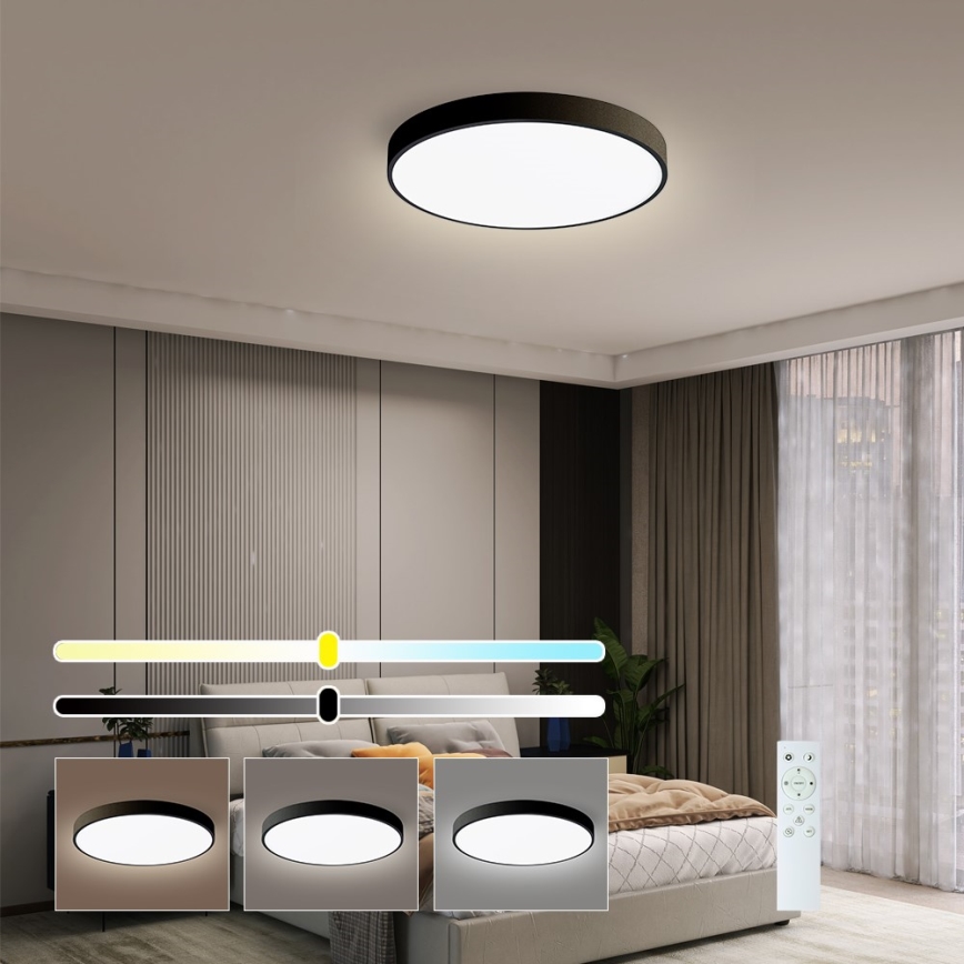 Immax NEO 07248L - LED Димируем плафон NEO LITE SEMPLICI LED/36W/230V 3000-6000K Wi-Fi Tuya черен + дистанционно управление