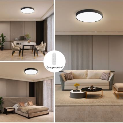 Immax NEO 07248L - LED Димируем плафон NEO LITE SEMPLICI LED/36W/230V 3000-6000K Wi-Fi Tuya черен + дистанционно управление