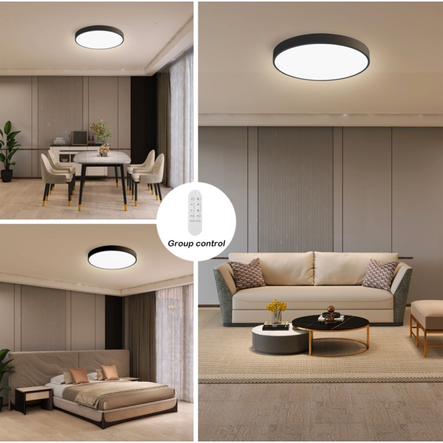 Immax NEO 07248L - LED Димируем плафон NEO LITE SEMPLICI LED/36W/230V 3000-6000K Wi-Fi Tuya черен + дистанционно управление