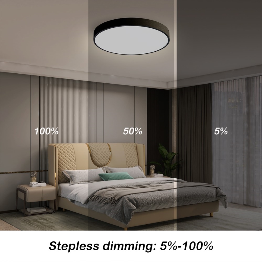 Immax NEO 07248L - LED Димируем плафон NEO LITE SEMPLICI LED/36W/230V 3000-6000K Wi-Fi Tuya черен + дистанционно управление