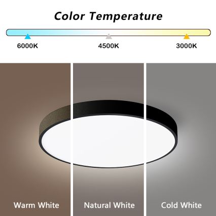 Immax NEO 07248L - LED Димируем плафон NEO LITE SEMPLICI LED/36W/230V 3000-6000K Wi-Fi Tuya черен + дистанционно управление