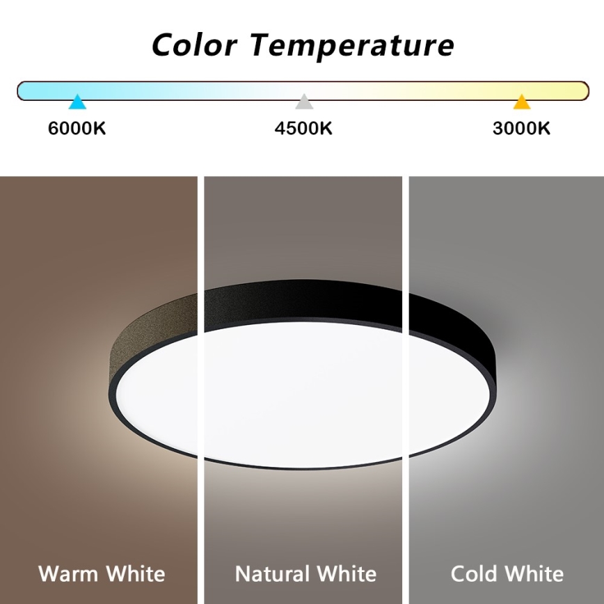 Immax NEO 07248L - LED Димируем плафон NEO LITE SEMPLICI LED/36W/230V 3000-6000K Wi-Fi Tuya черен + дистанционно управление