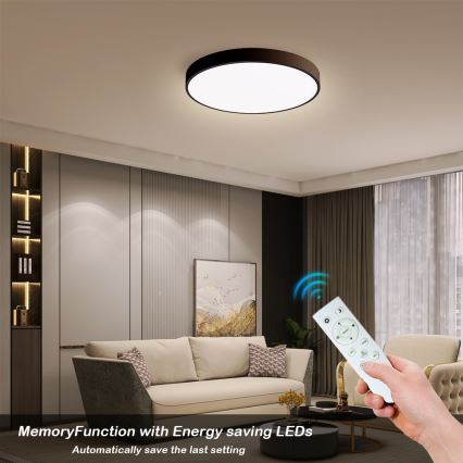 Immax NEO 07248L - LED Димируем плафон NEO LITE SEMPLICI LED/36W/230V 3000-6000K Wi-Fi Tuya черен + дистанционно управление