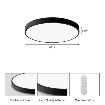 Immax NEO 07248L - LED Димируем плафон NEO LITE SEMPLICI LED/36W/230V 3000-6000K Wi-Fi Tuya черен + дистанционно управление