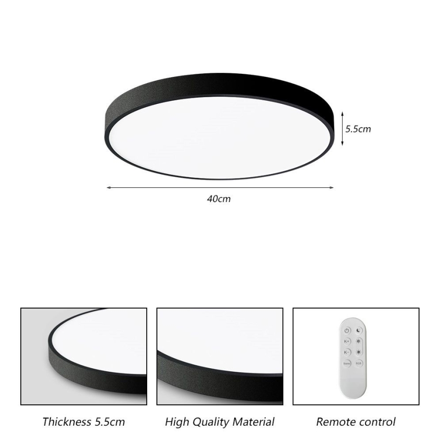 Immax NEO 07248L - LED Димируем плафон NEO LITE SEMPLICI LED/36W/230V 3000-6000K Wi-Fi Tuya черен + дистанционно управление