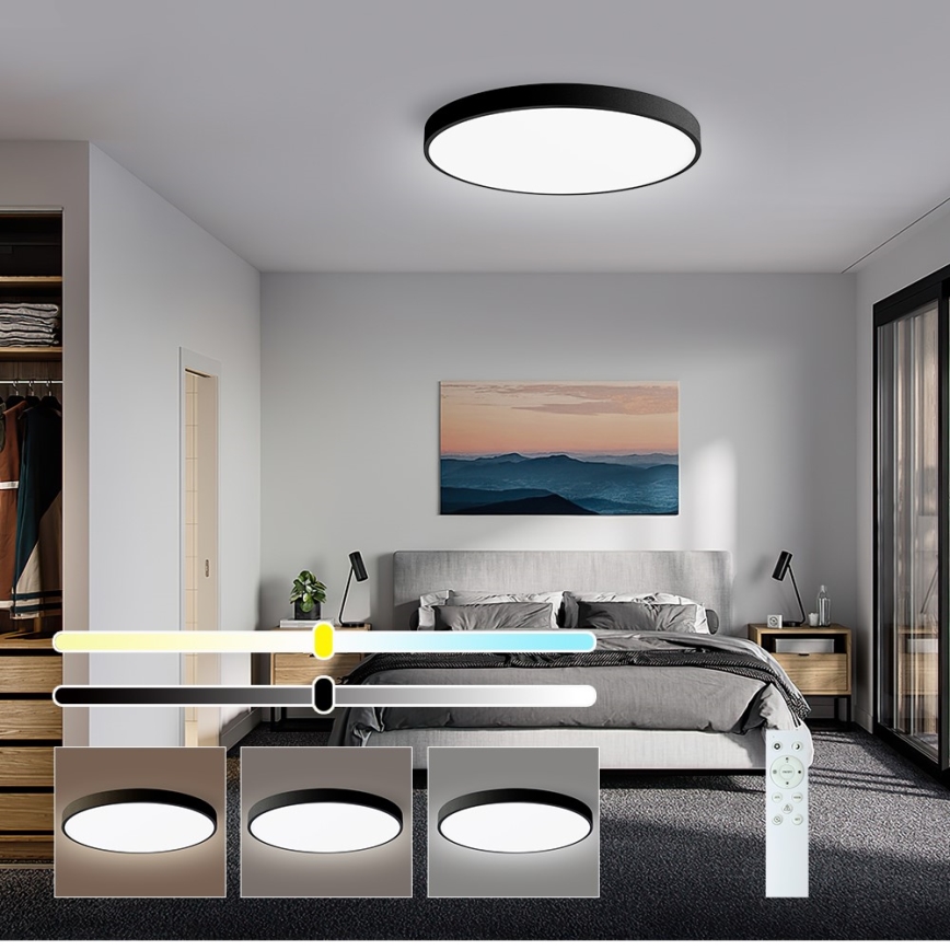 Immax NEO 07249L - LED Димируем плафон NEO LITE SEMPLICI LED/48W/230V 3000-6000K Wi-Fi Tuya черен + дистанционно управление