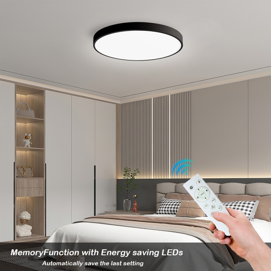 Immax NEO 07249L - LED Димируем плафон NEO LITE SEMPLICI LED/48W/230V 3000-6000K Wi-Fi Tuya черен + дистанционно управление
