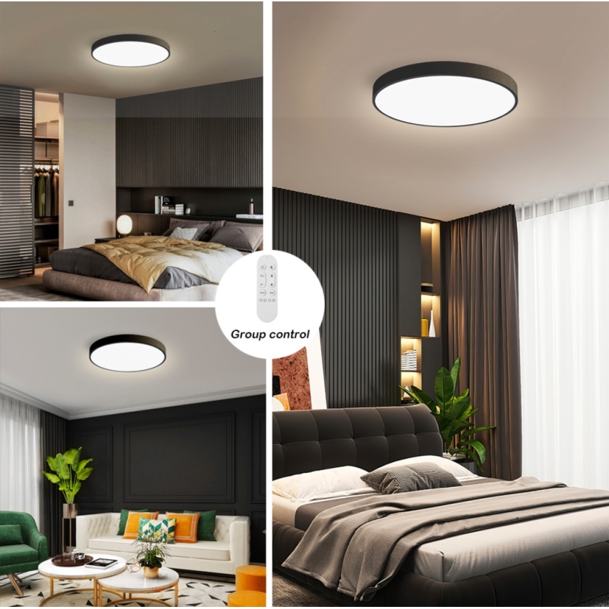 Immax NEO 07249L - LED Димируем плафон NEO LITE SEMPLICI LED/48W/230V 3000-6000K Wi-Fi Tuya черен + дистанционно управление