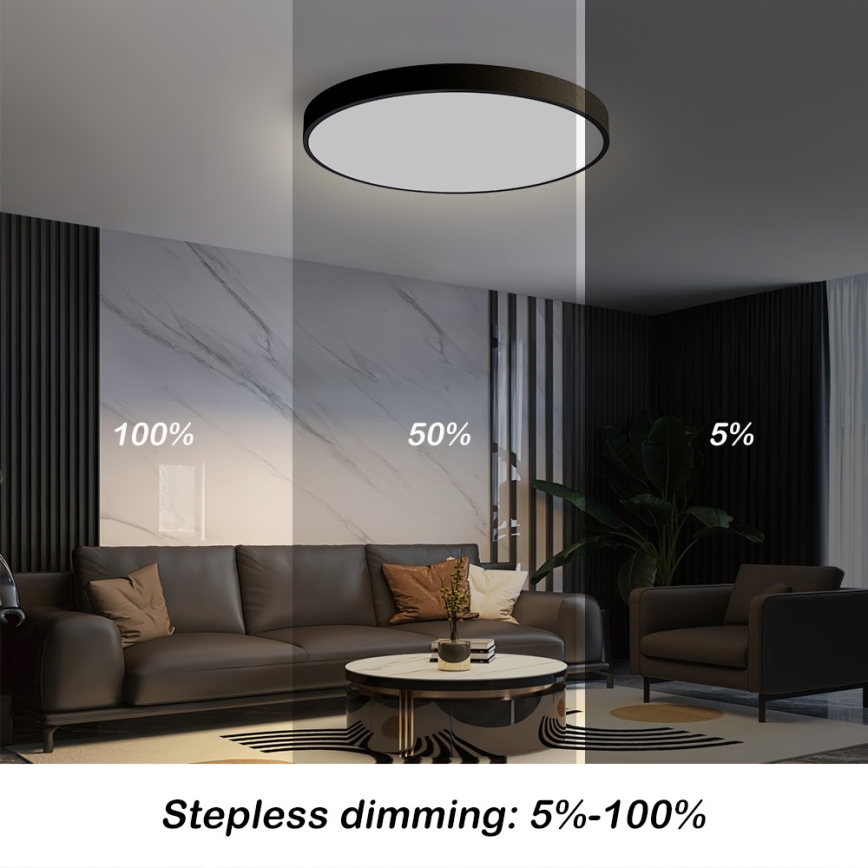 Immax NEO 07249L - LED Димируем плафон NEO LITE SEMPLICI LED/48W/230V 3000-6000K Wi-Fi Tuya черен + дистанционно управление