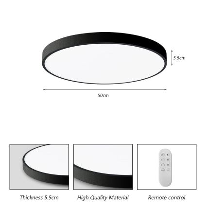 Immax NEO 07249L - LED Димируем плафон NEO LITE SEMPLICI LED/48W/230V 3000-6000K Wi-Fi Tuya черен + дистанционно управление