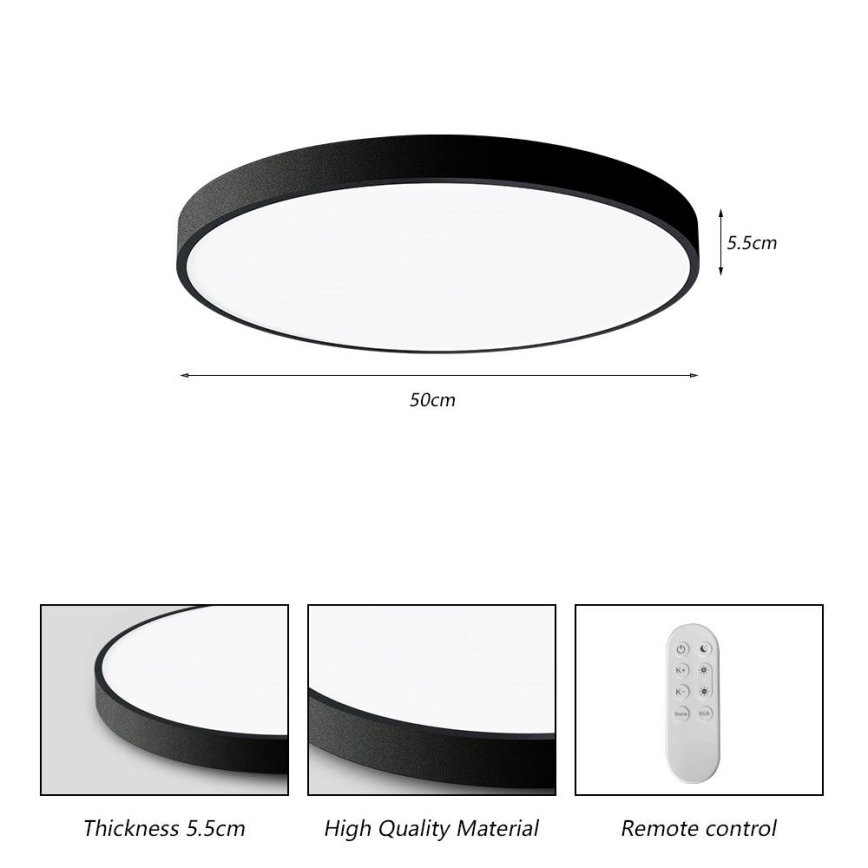Immax NEO 07249L - LED Димируем плафон NEO LITE SEMPLICI LED/48W/230V 3000-6000K Wi-Fi Tuya черен + дистанционно управление