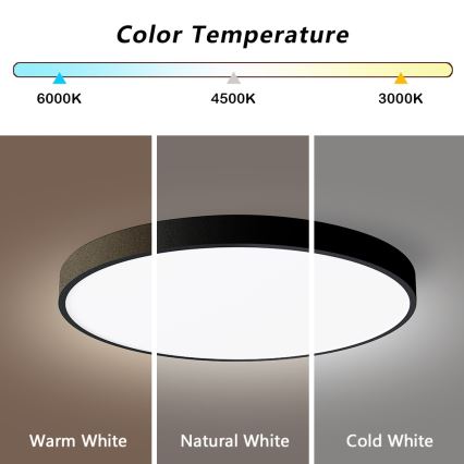 Immax NEO 07249L - LED Димируем плафон NEO LITE SEMPLICI LED/48W/230V 3000-6000K Wi-Fi Tuya черен + дистанционно управление